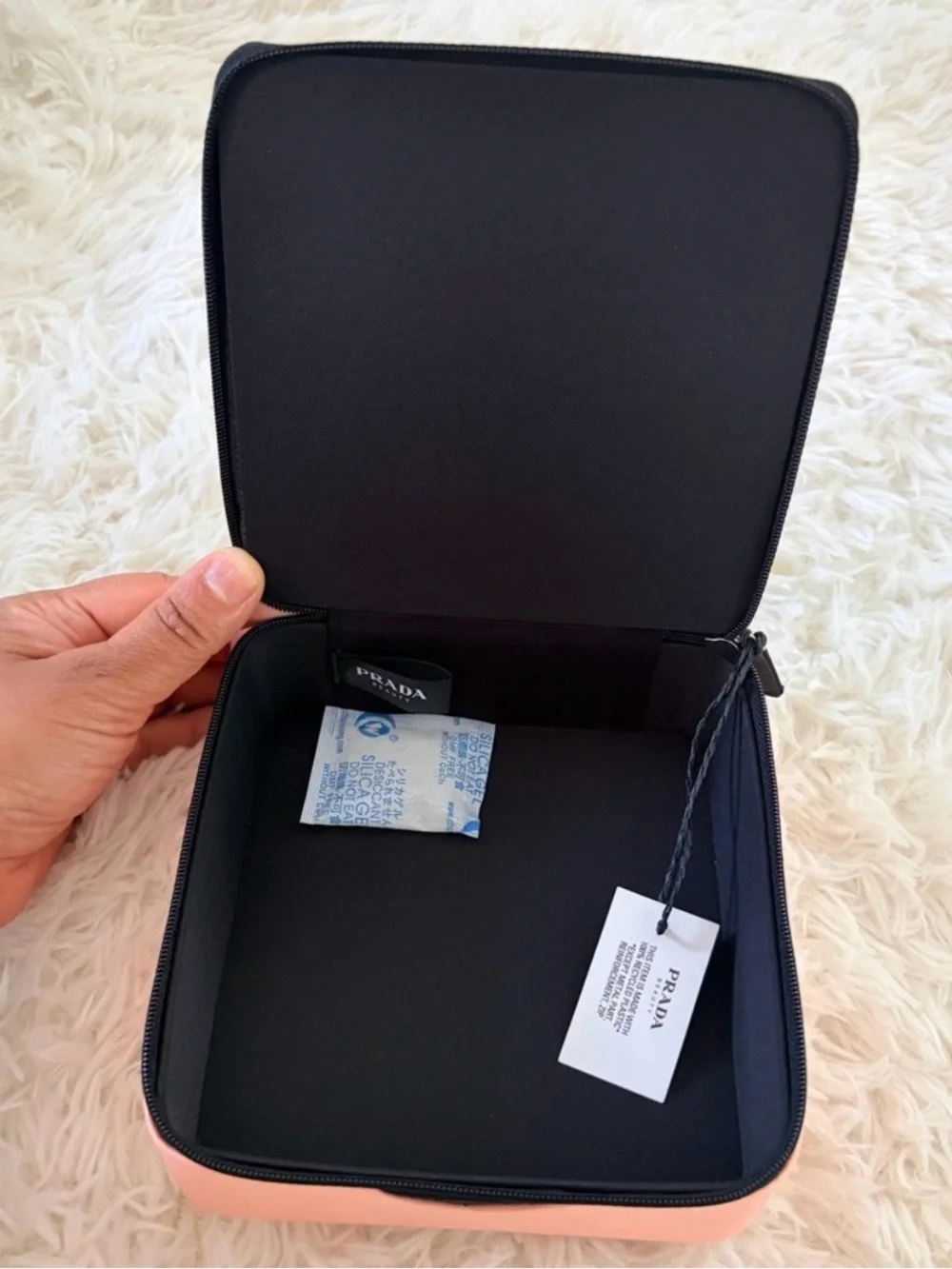 Prada Black and Peach Cosmetic Travel Case
